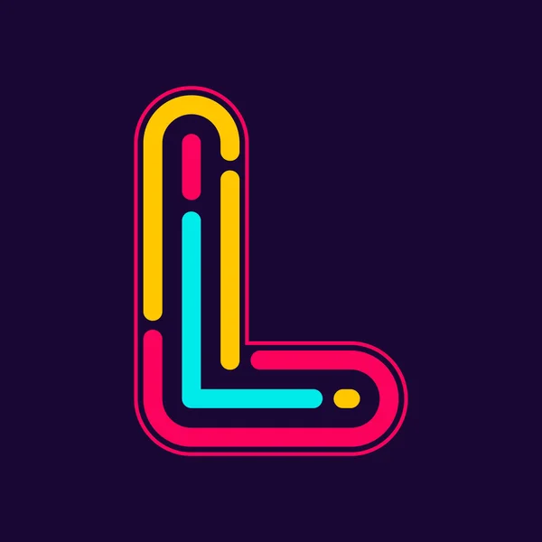 L letter logo with neon lines — ストックベクタ