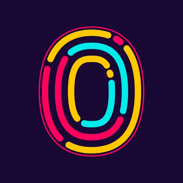 O letter logo with neon lines — 图库矢量图片