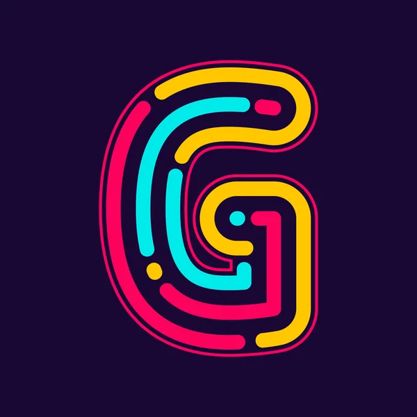 G letter logo with neon lines — Stok Vektör