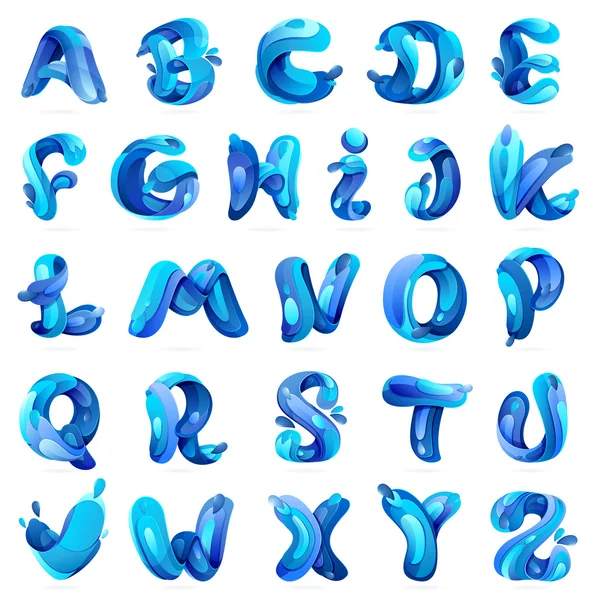 Ecology english alphabet with water drops