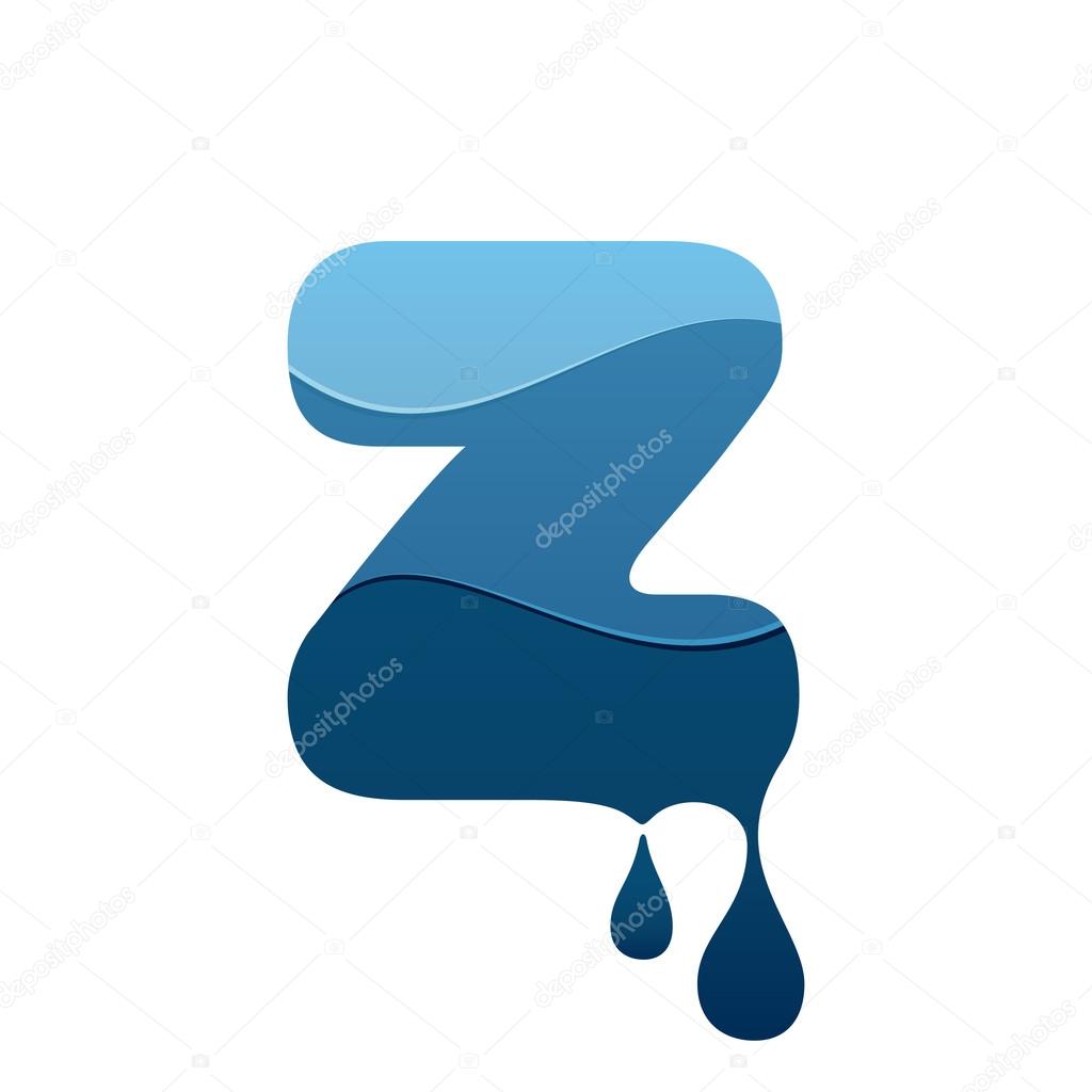 Z letter logo with blue water and drops.