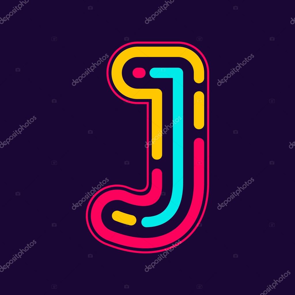 J etter logo with neon lines Creative vector design template elements for your application or corporate identity.