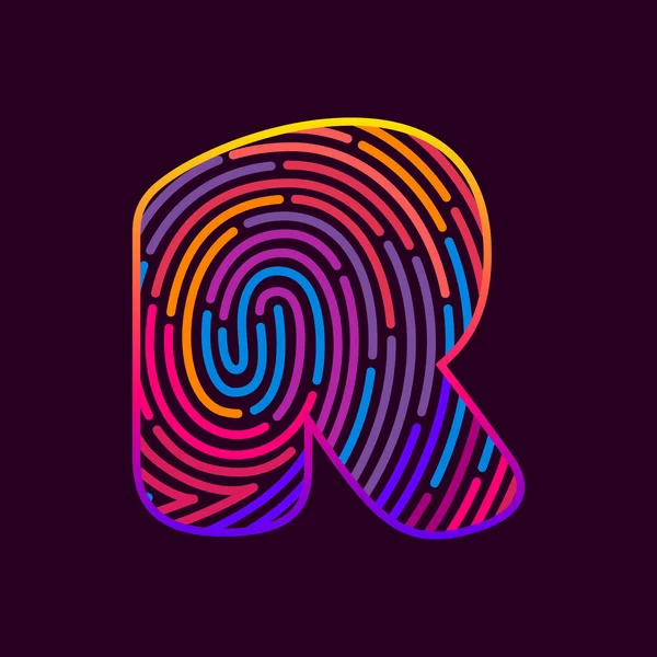 R letter fingerprint template — Stock Vector