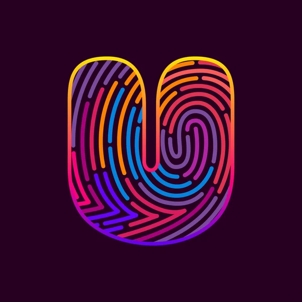 U letter fingerprint template — Stock Vector