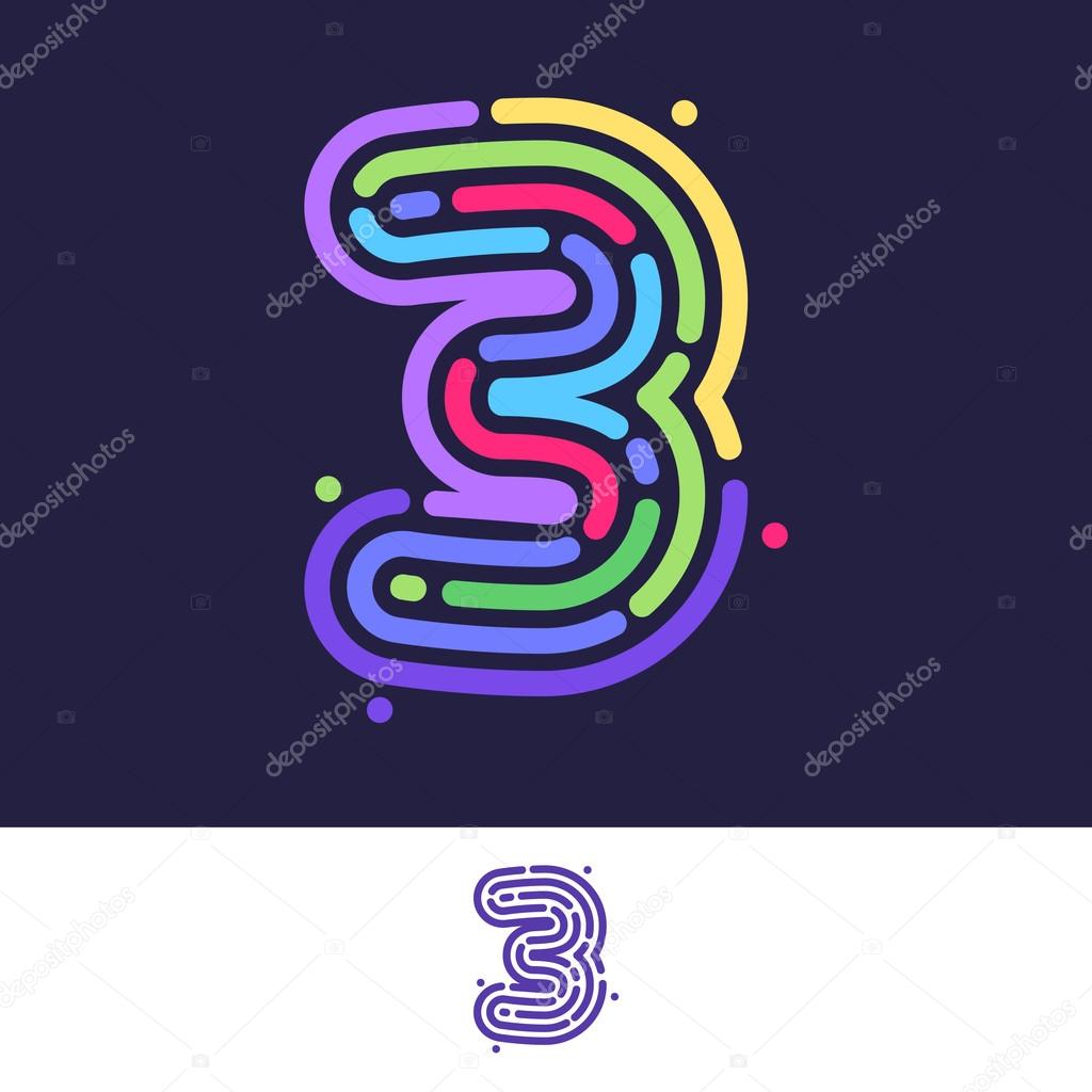 Number 3 design template element for application or corporate identity.