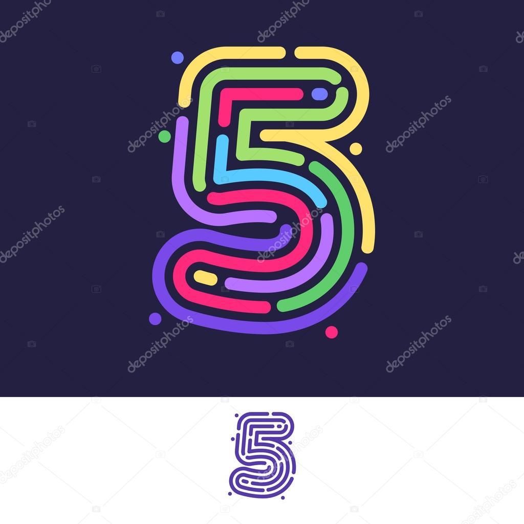 Number 5 design template element for application or corporate identity.