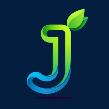Yeşil yaprakları ile J harfi