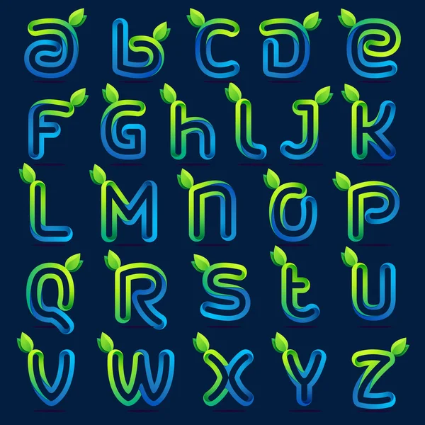 Letras del alfabeto con hojas verdes — Archivo Imágenes Vectoriales