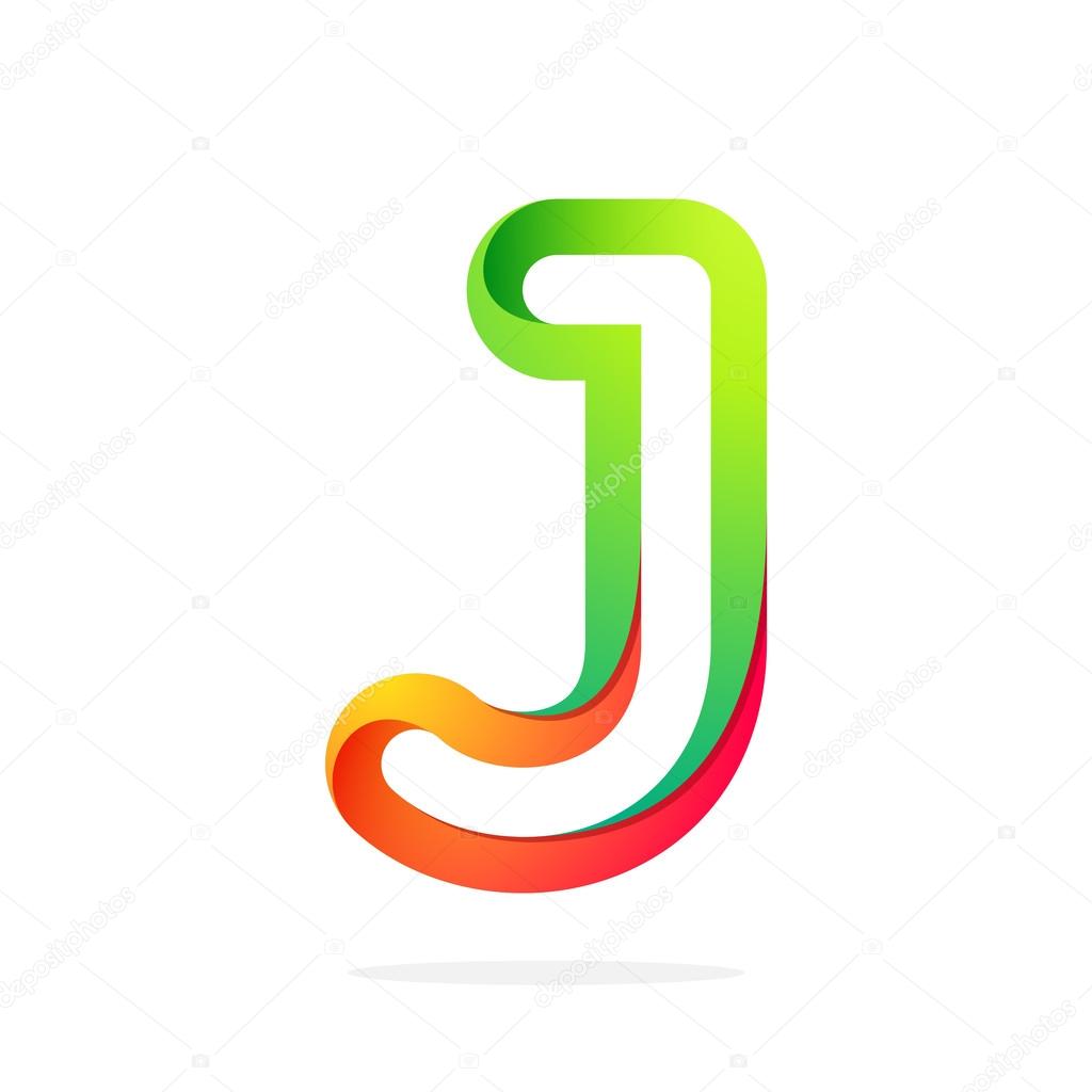 J letter colorful logo. Trendy multicolored vector