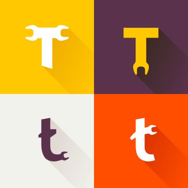 T harfi ile İngiliz anahtarı logo koymak.