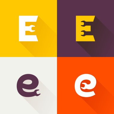 E harfi ile İngiliz anahtarı logo koymak.