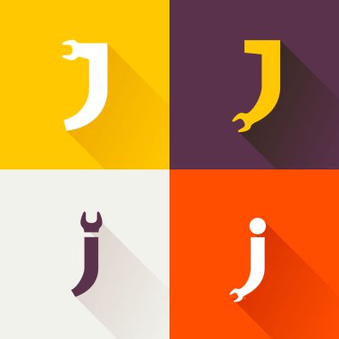 J harfi ile İngiliz anahtarı logo koymak.