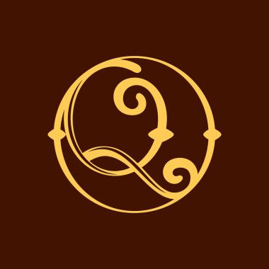 Q harfi vintage daire.