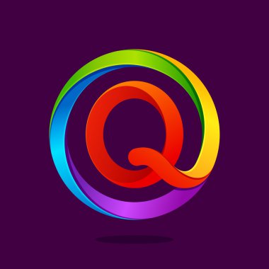 Q harfi daire renkli logo