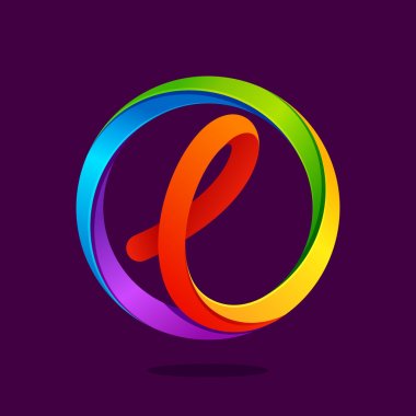L letter colorful logo in the circle clipart