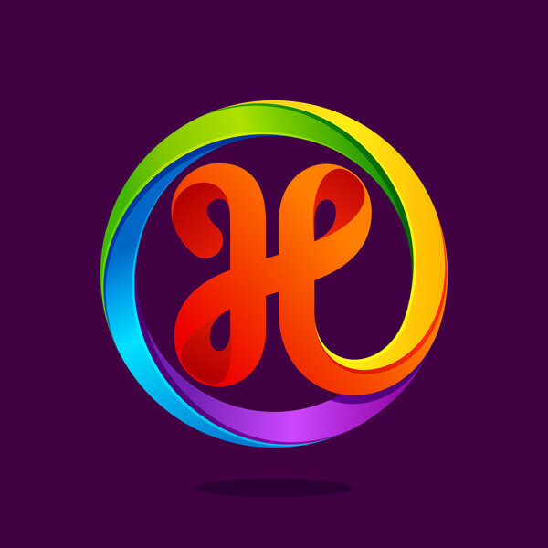 H буква красочный логотип в круге
