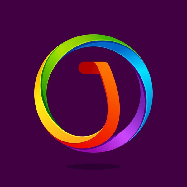 J の文字が円のカラフルなロゴ — ストックベクタ