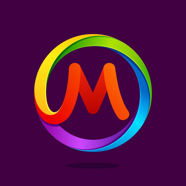 M harfi renkli logosu daire