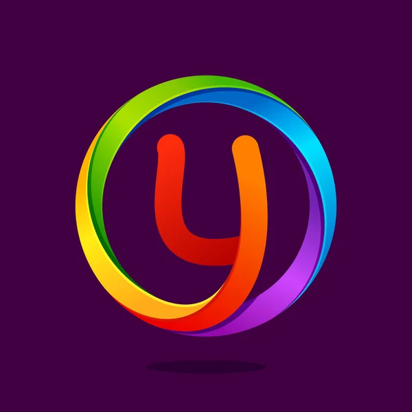 Y betű színes logó a kör — Stock Vector