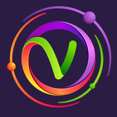 V harfi logo atomları ile yörünge.