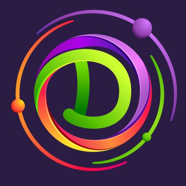 D harfi logo atomları ile yörünge.
