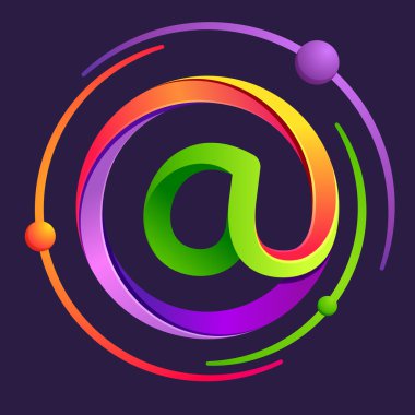 Atomlar ile harf A logo yörüngeler.