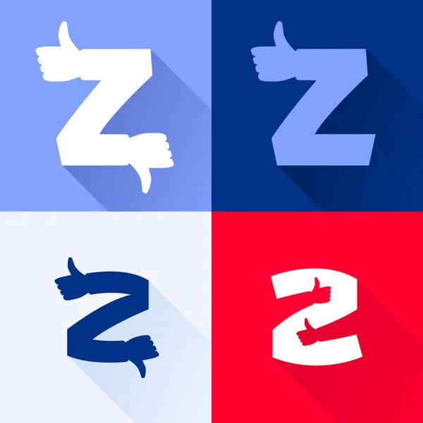 Z letter with thumb up set. — Stock Vector