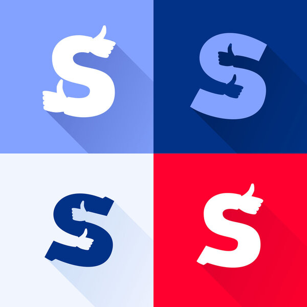 S letter with thumb up set.