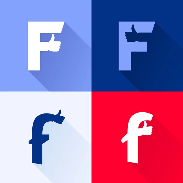 F letter with thumb up set. — Stock Vector