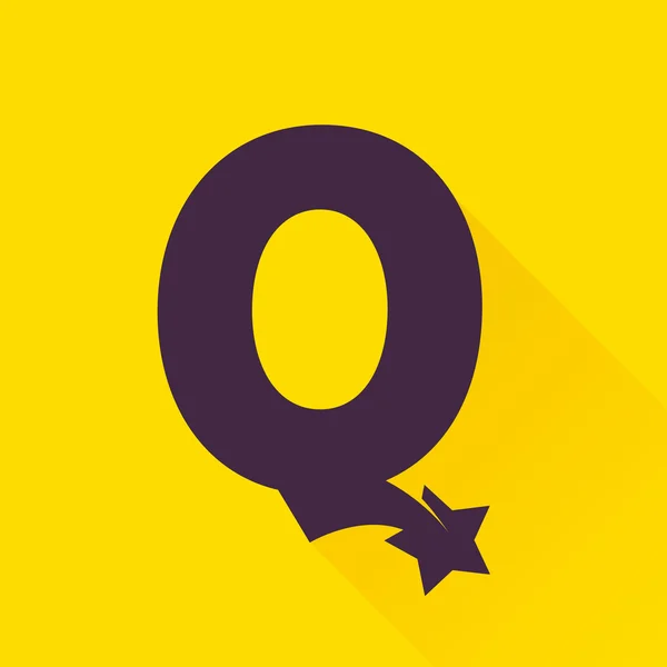 Q letter with star. — Stock Vector