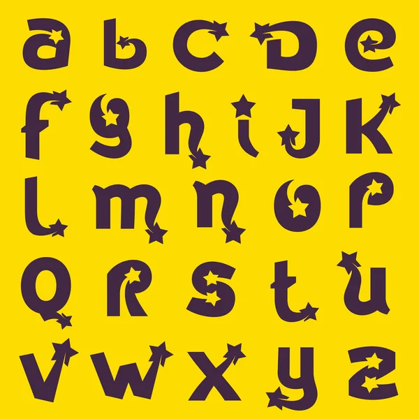 Alphabet Buchstaben mit Sternsatz. — Stockvektor