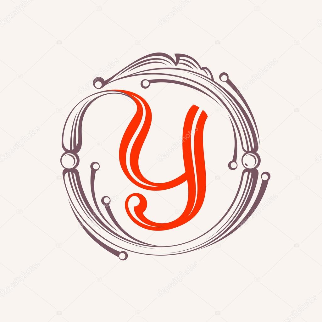 Letter Y Circle Line Icon Logo Design Element