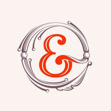 E harfi monogram tasarım öğeleri.