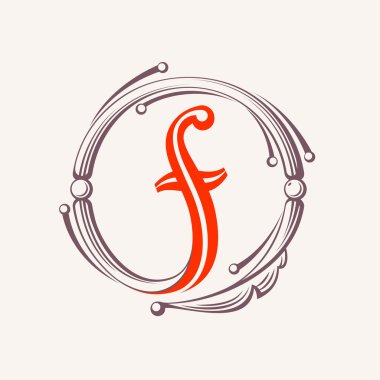 F harfi monogram tasarım öğeleri.