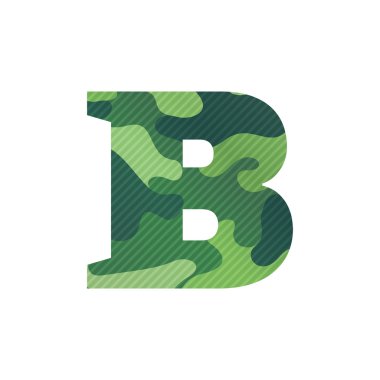 B harfi ile yeşil kamuflaj.