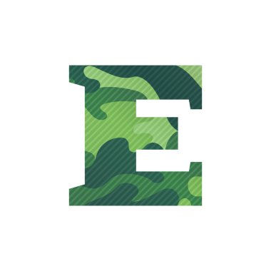 E harfi ile yeşil kamuflaj.
