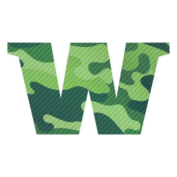 Γράμμα W με πράσινο καμουφλάζ. — Διανυσματικό Αρχείο