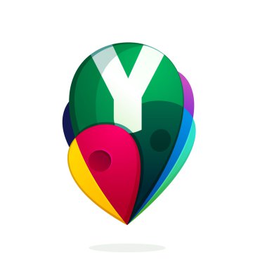 Y letter with map tag. clipart