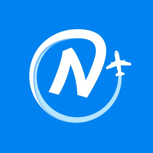 Písmeno N s leteckou společností a letadlo. — Stockový vektor