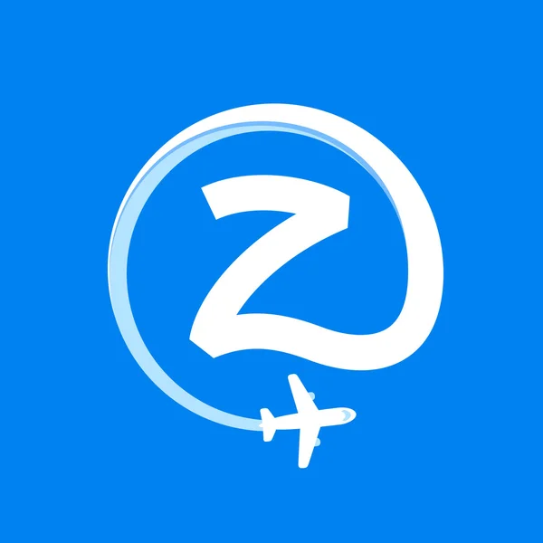 Z carta con línea aérea y avión . — Vector de stock