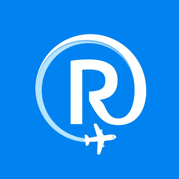 Γράμμα R με αεροπορική εταιρεία και το αεροπλάνο. — Διανυσματικό Αρχείο