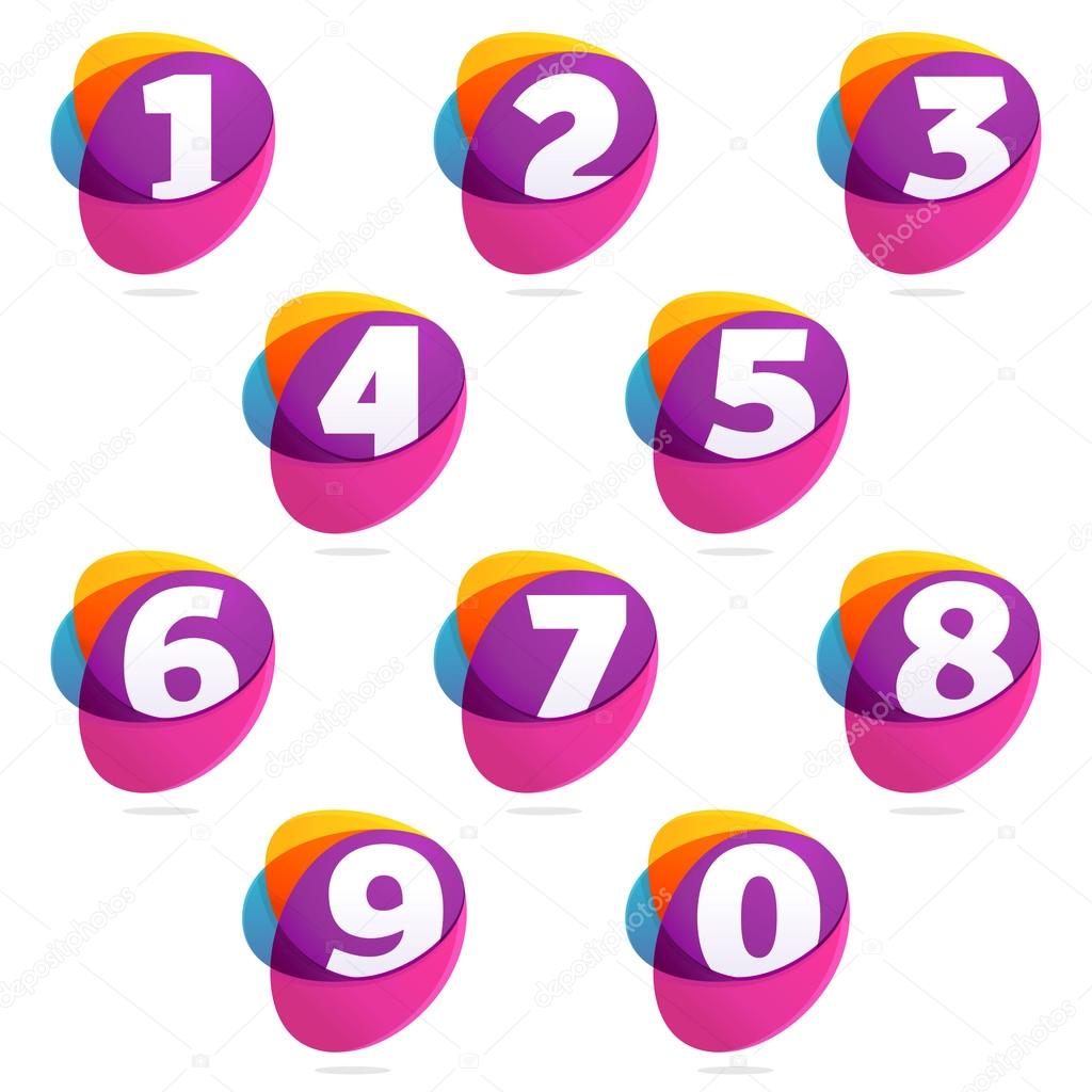 Numbers set with ellipses intersection.