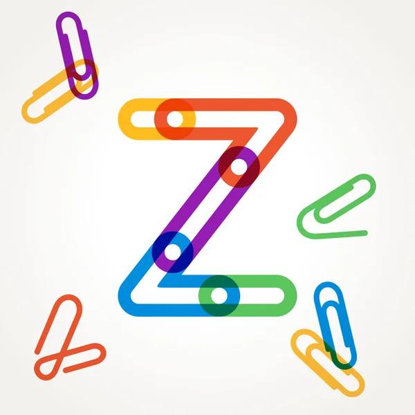 Z letter from paper clip alphabet. — Stock Vector