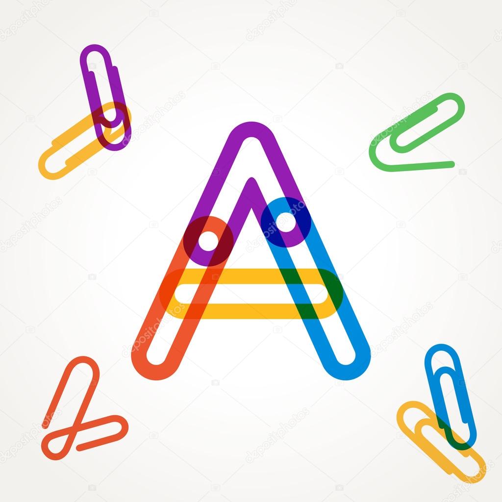 Letter A from paper clip alphabet.