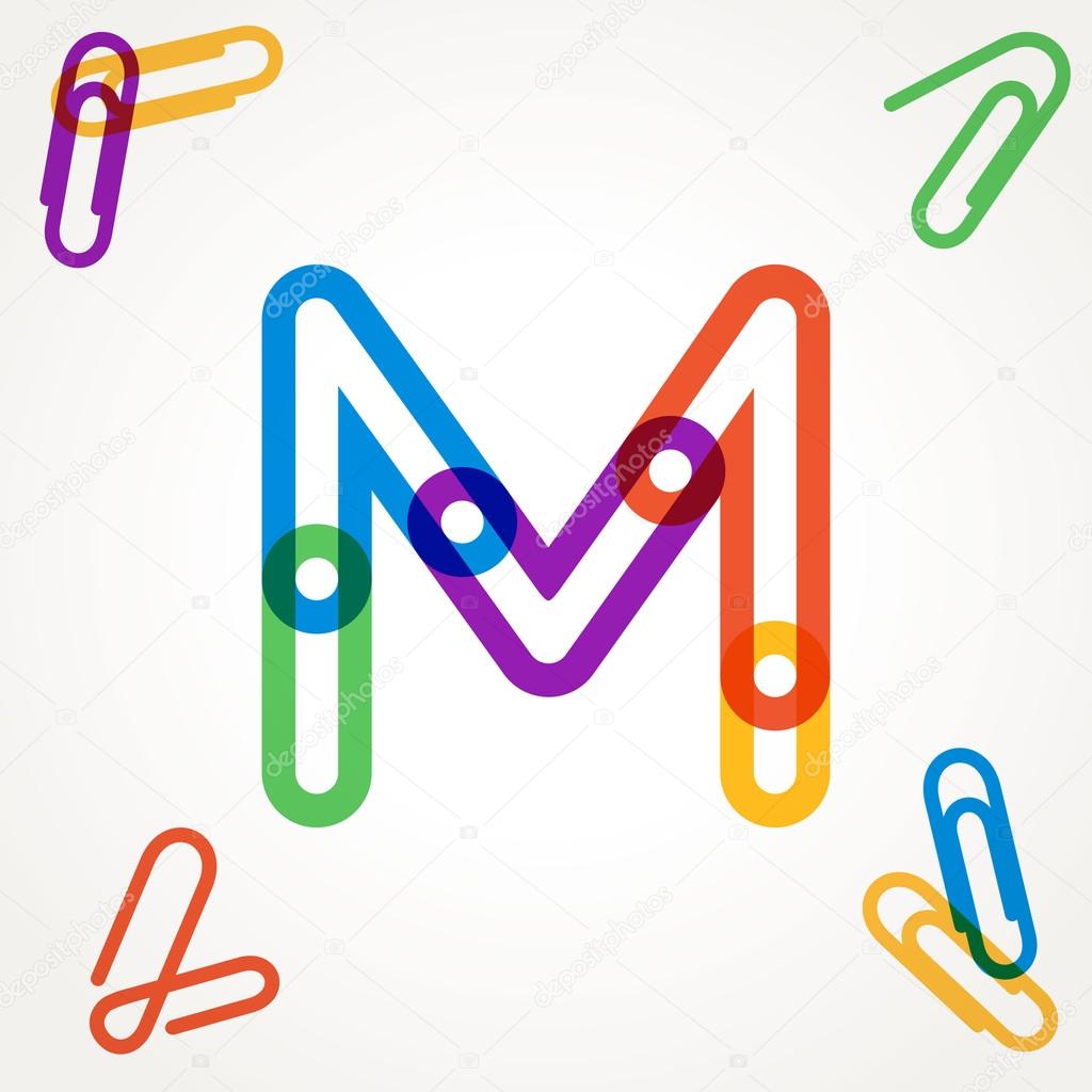 M letter from paper clip alphabet.