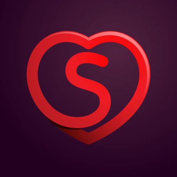Litera S z czerwonym sercem. — Wektor stockowy
