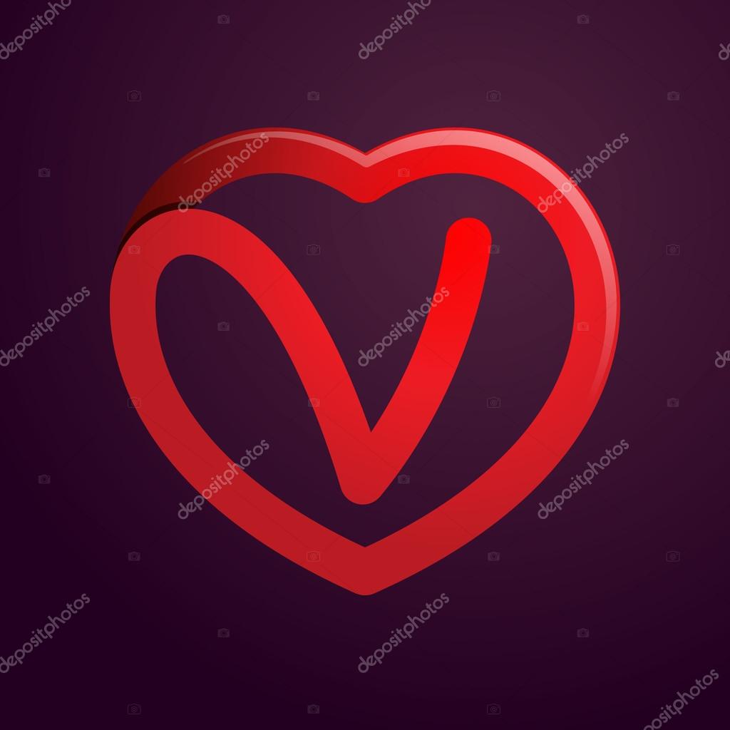 V letter with red heart. Stock Vector by ©kaer_dstock 89766902