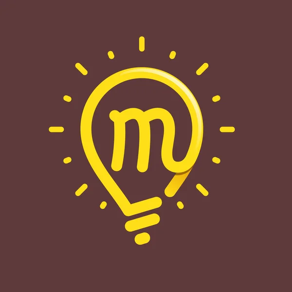 M letter with light bulb or idea icon.