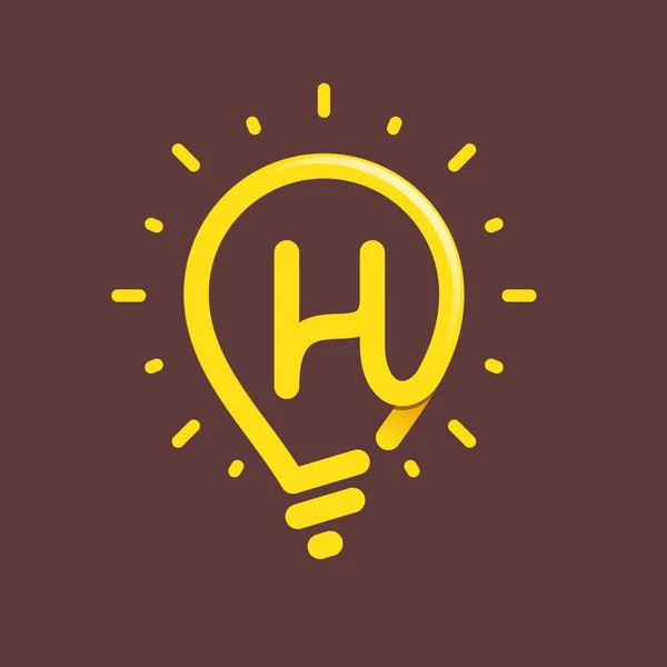 H letter with light bulb or idea icon. — Stock Vector