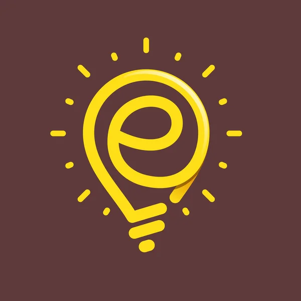 E letter with light bulb or idea icon. — Stock Vector